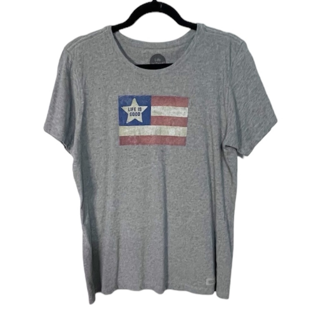 Life is Good Classic Flag Tee T-shirt Gray